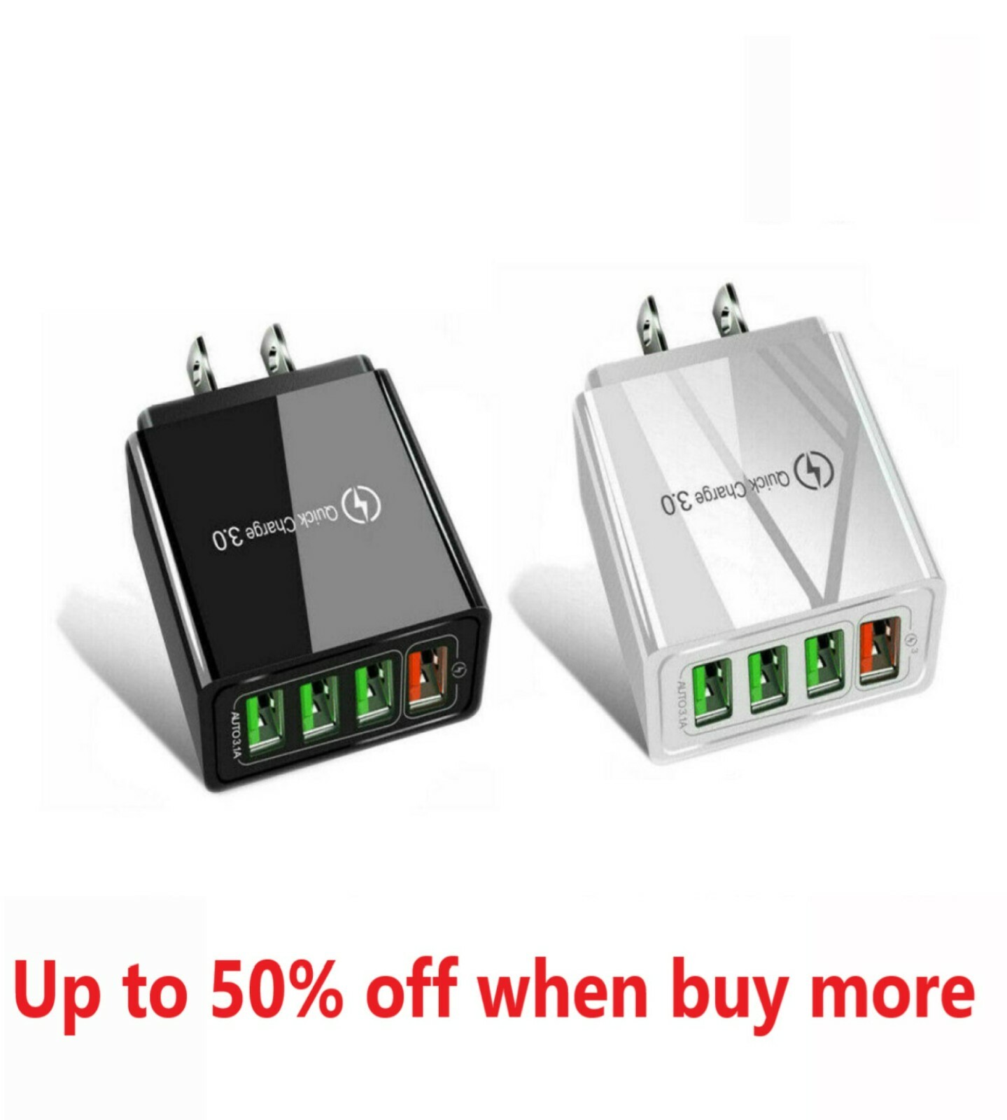 Black /White US 4 Port Fast Quick Charge QC 3.1 USB Wall Charger Power Adapter