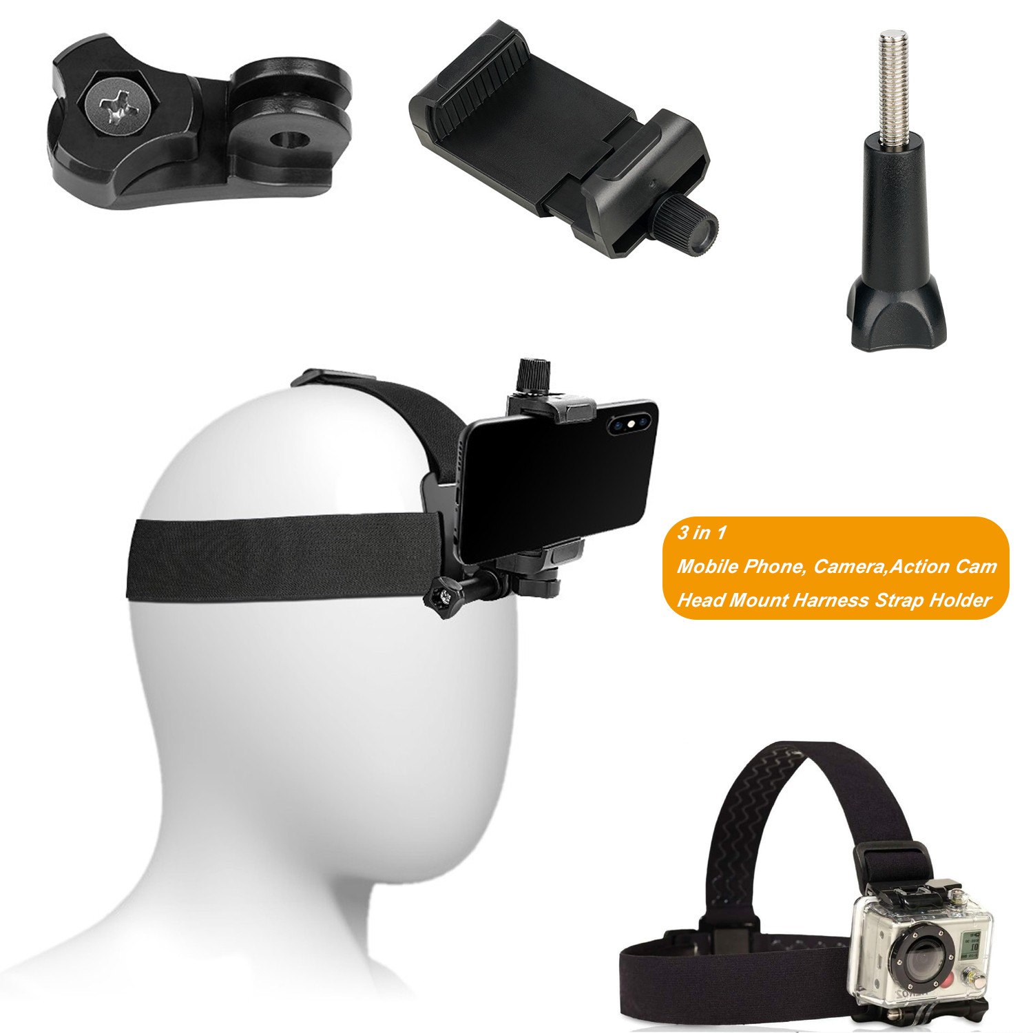 Cell Phone Head Strap Belt Mount Phone Holder For iPhone / Samsung GoPro 11 10 9
