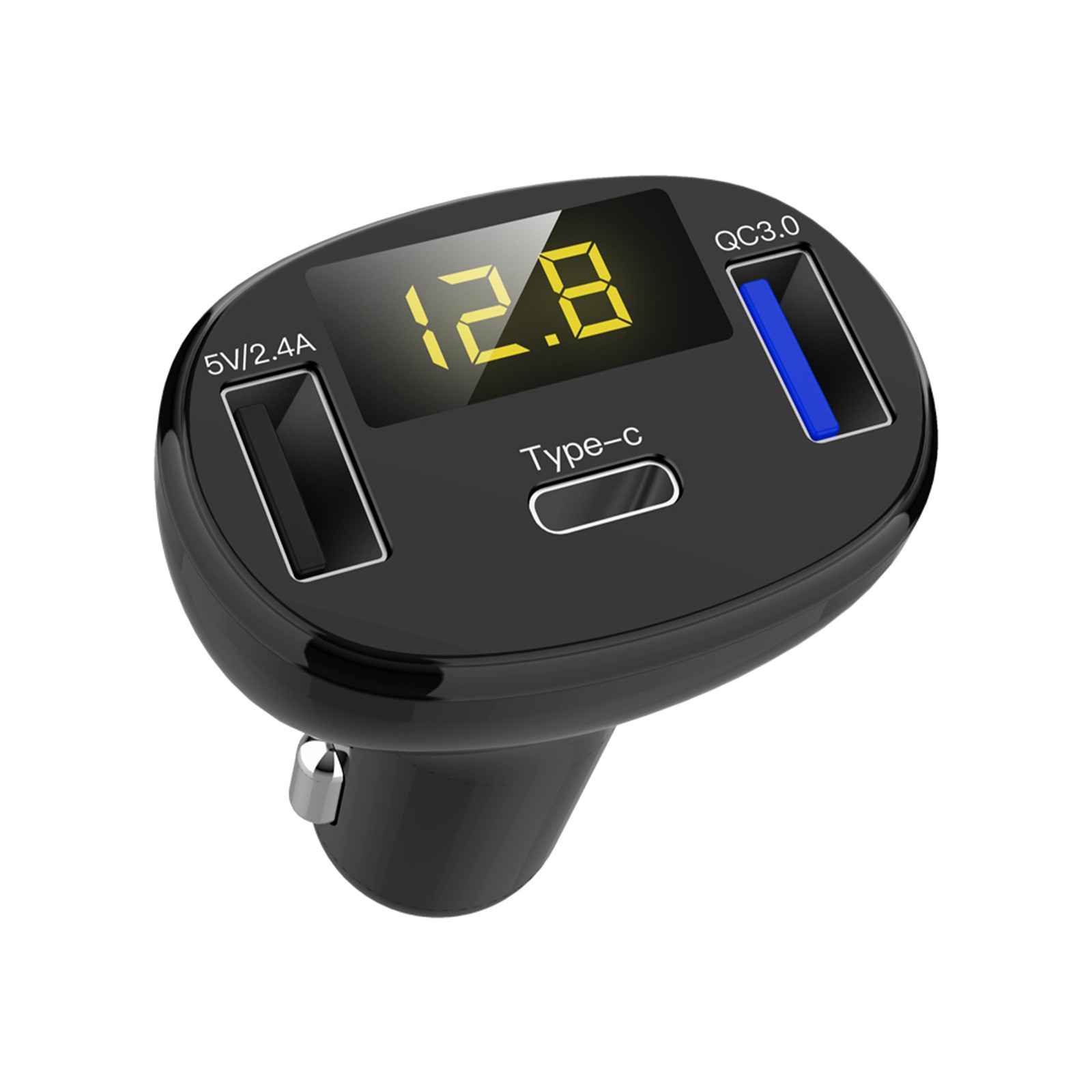 Portable 3-Ports PC+ABS USB PD Type-C Phone Car Charger Adapter For iOS/Android