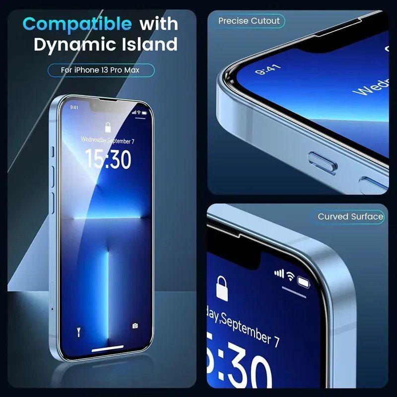 2PCS Clear Tempered Glass Screen Protector for iPhone 16 15 14 13 12 11 Pro Max