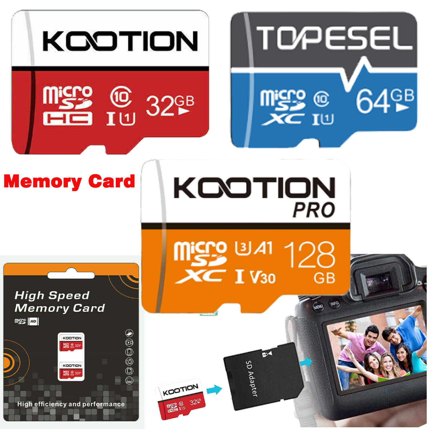 1-10 Pack Ultra Micro SD 16GB 32GB 64GB C10 Memory Card Memory Card TF Cards LOT