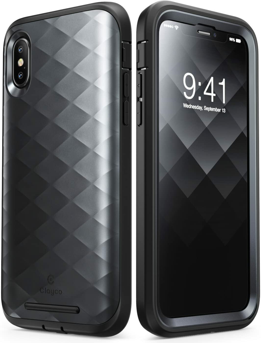 Clayco for iPhone Xs & iPhone X, Full-Body Rugged Case Tri-Layer Defense Shell