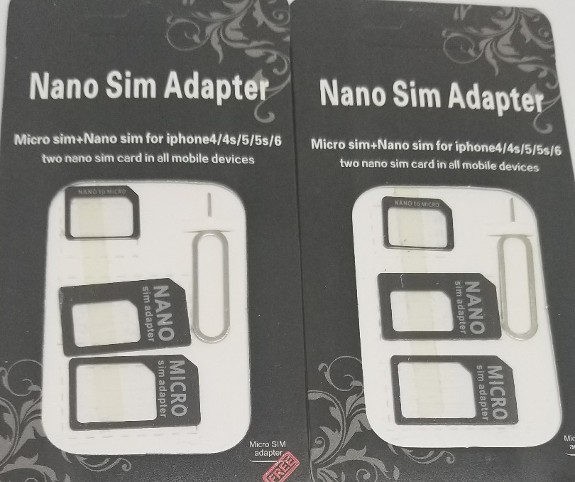 2 Nano to Micro/Standard SIM Card Adapter Converter for phones with SIM. Black