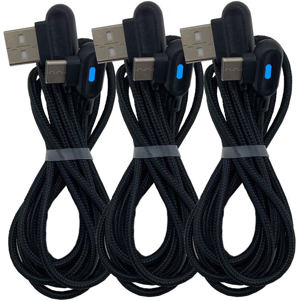 3 Pack 90 Degree Angle USB-C Data Charging Cable 3/6FT Type-C Fast Charger Cord