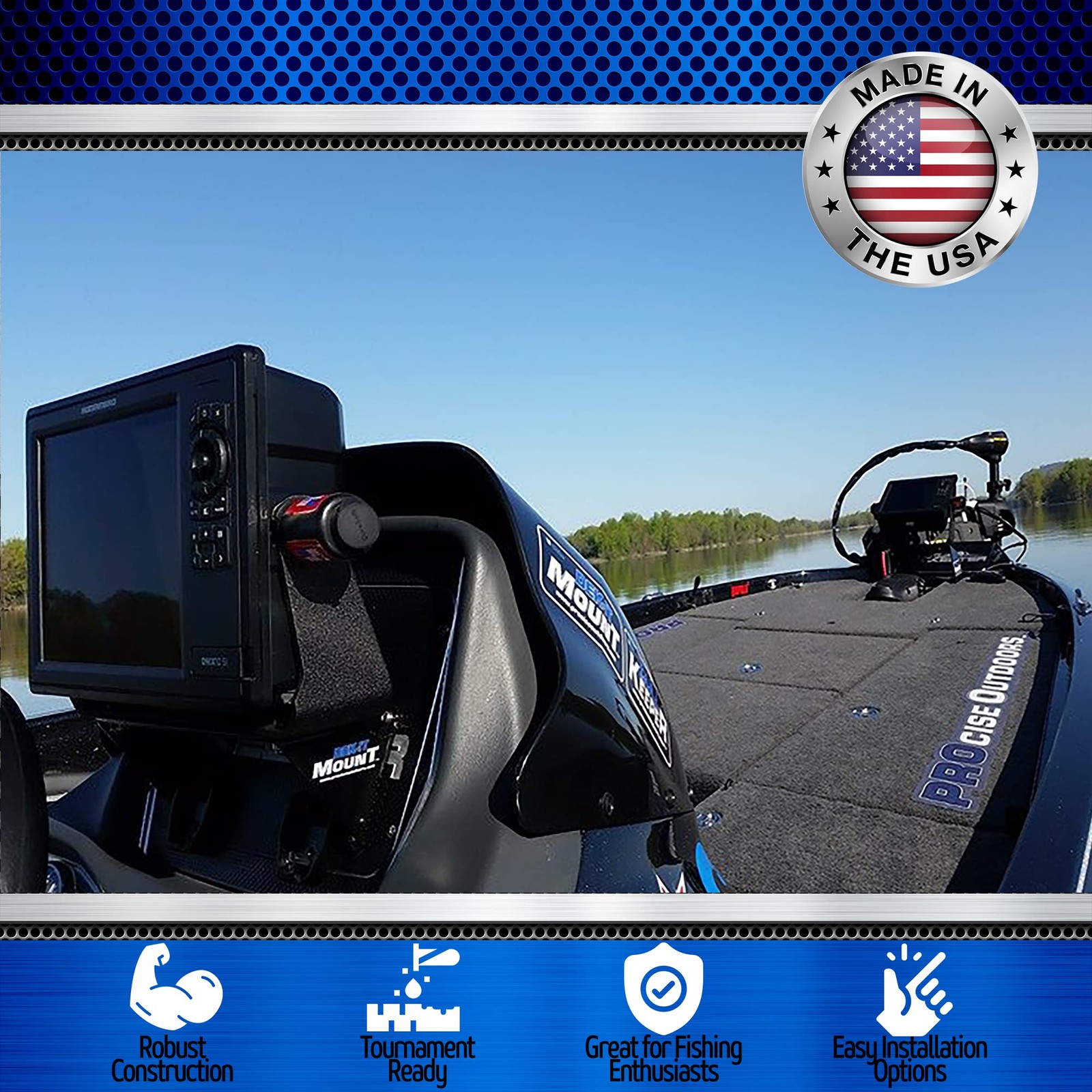 PROcise Outdoors DEK-it Boat Fish Finder Mount, Bassmaster Tested, GPS Electroni