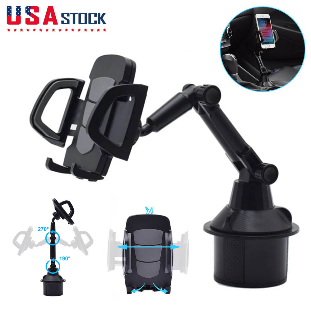 360° Adjustable Car Cup Stand Cell Phone Holder Mount Cradle For iPhone Samsung