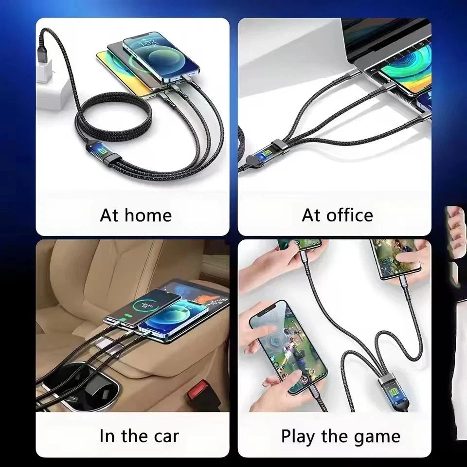 3 in 1 Fast Charging Cable Cell Phone Charger Cord For iPhone Type C Micro USB