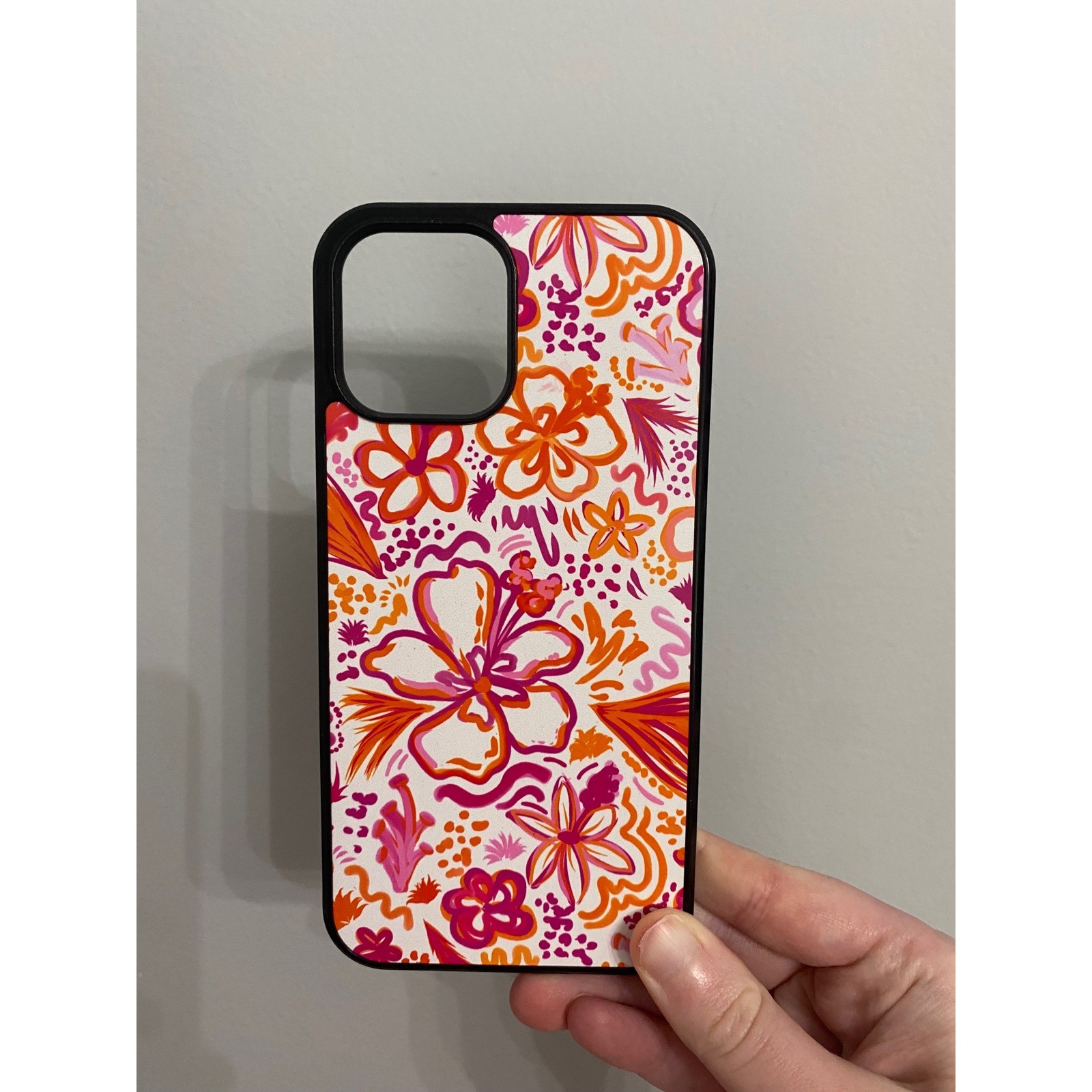 iPhone Case Unisex iPhone 12 Pro Max Orange Pink Floral Tropical Doodle Hibiscus