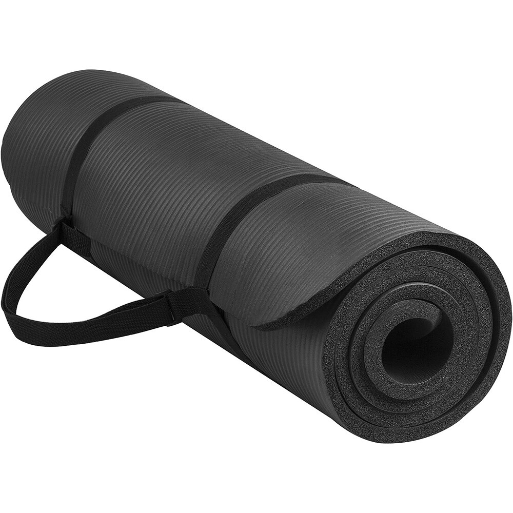 Exercise Yoga Mat 1/2-Inch Thick w/Carry Strap Gym Pilates Meditation Fitness