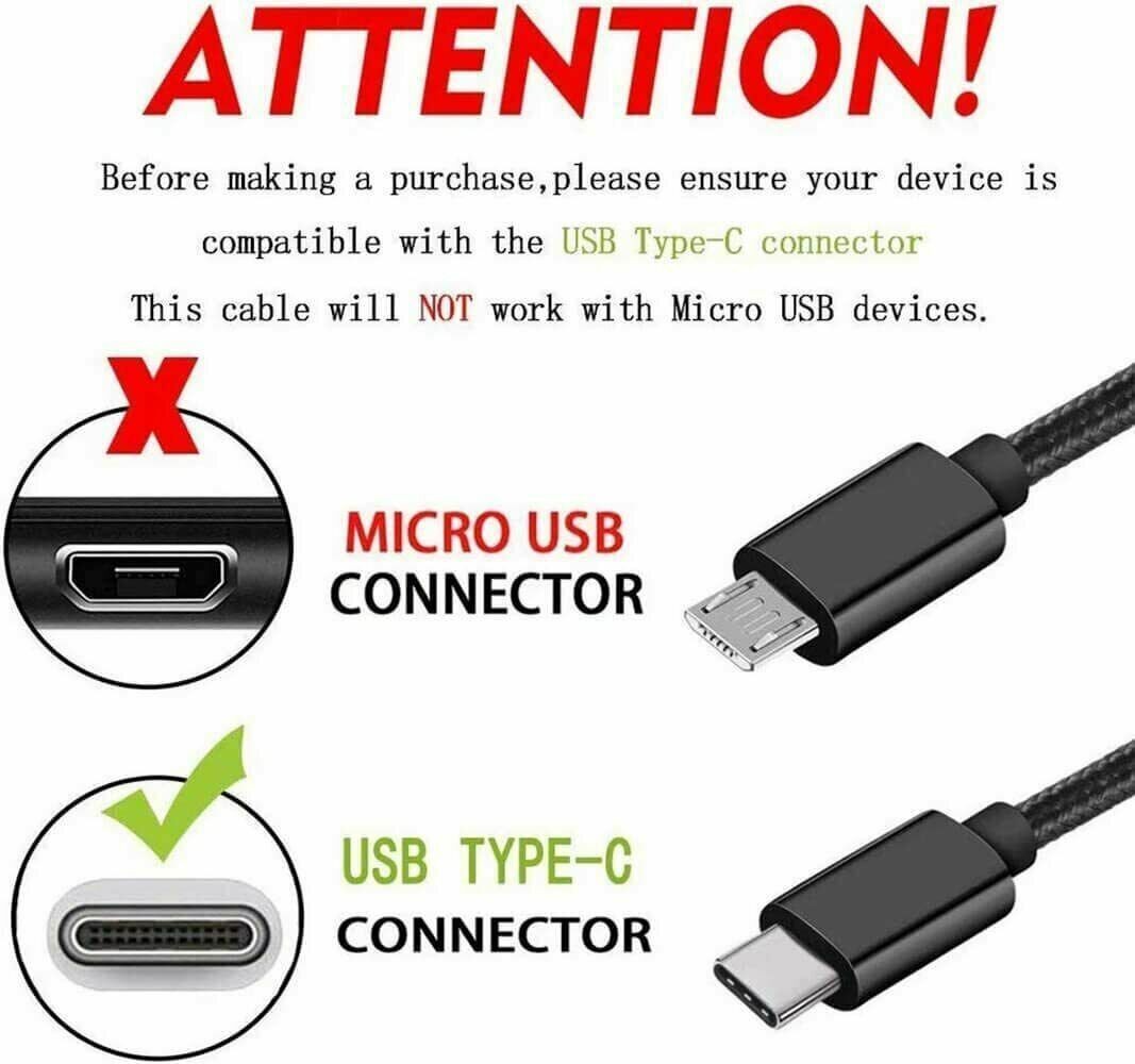 USB-C to USB C Type-C Fast Charging Cord Cable for Samsung Galaxy S21 S22 S23