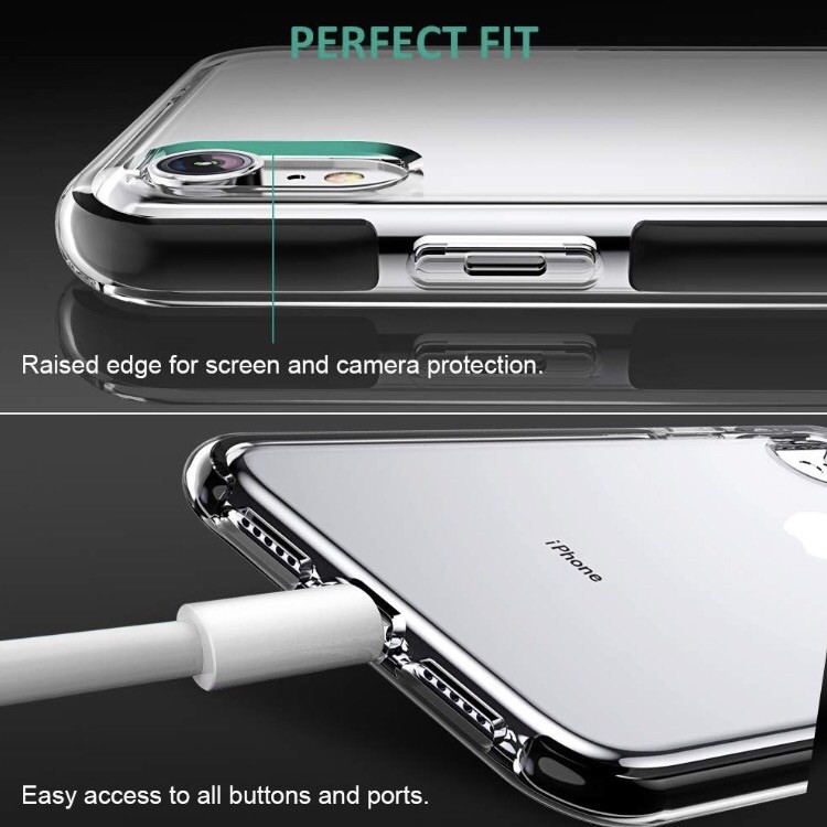 Case for iPhone XR 6.1″ Crystal Clear TPU w/Black TPE Interior Lining Edge STOON
