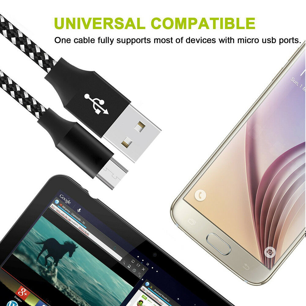 Micro USB to USB A Cable Android Charger Braided Cord For Samsung Google LG LOT