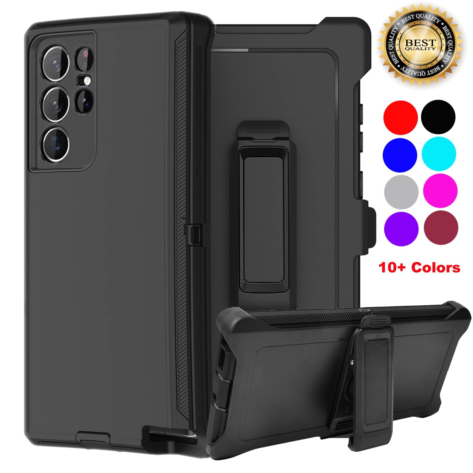 For Samsung Galaxy S23 S23+Ultra Shockproof Rugged Defender Case Cover+Belt Clip