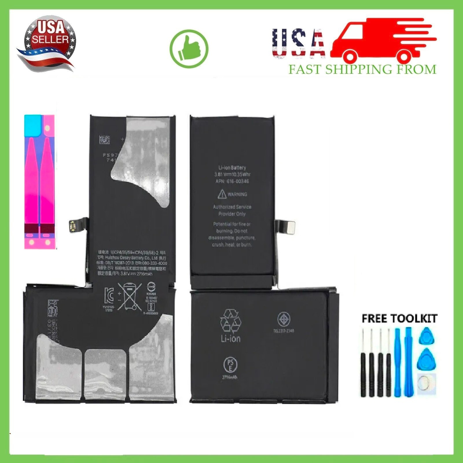New OEM Replacement Internal Battery For iPhone X/XR/XS/XS Max + Free Tools LOT