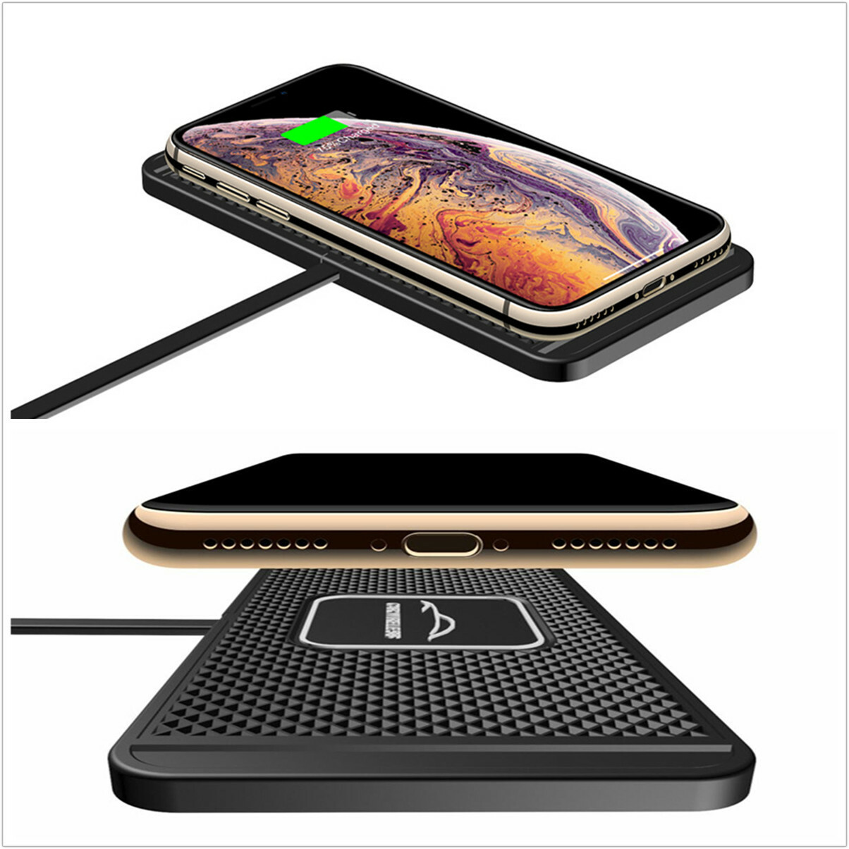 Car Wireless Charger Pad Dashboard HUD Holder Non-Slip Mat For Samsung iPhone