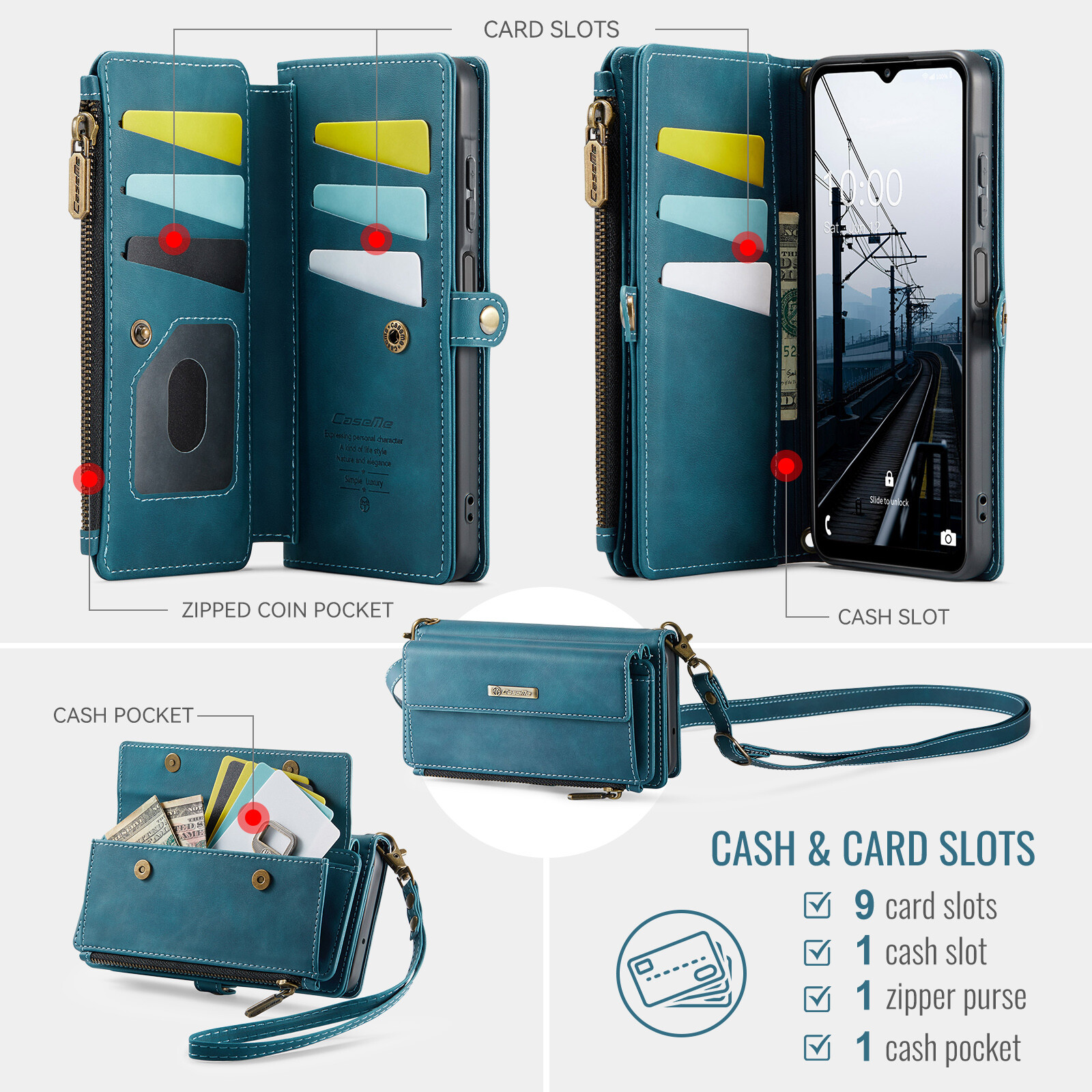 Crossbody Wallet Case For Samsung A16 A15 A54 A55 A56 5G RFID Blocking Card Slot