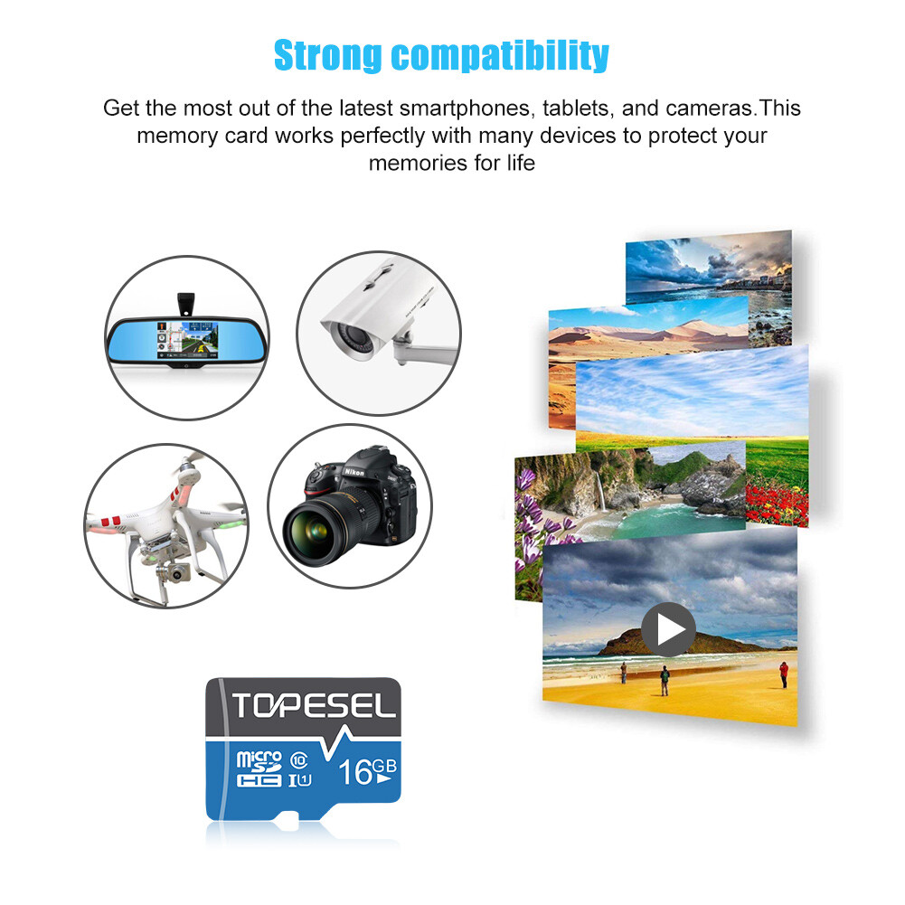 TOPESEL 16G 32G 64G 128G Lot 1-100Pack U1 U3 High Speed Ultra SD Card TF Card