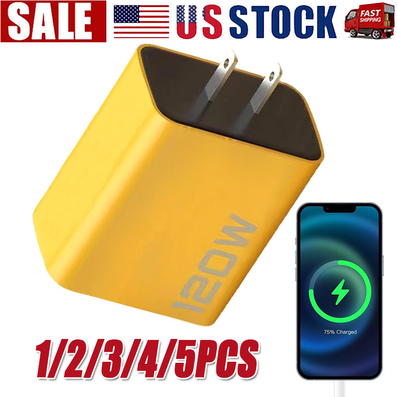 120W 4-Port USB C Fast Wall Charger Block All Cell Phone iPad 16 17 Pro Max lot