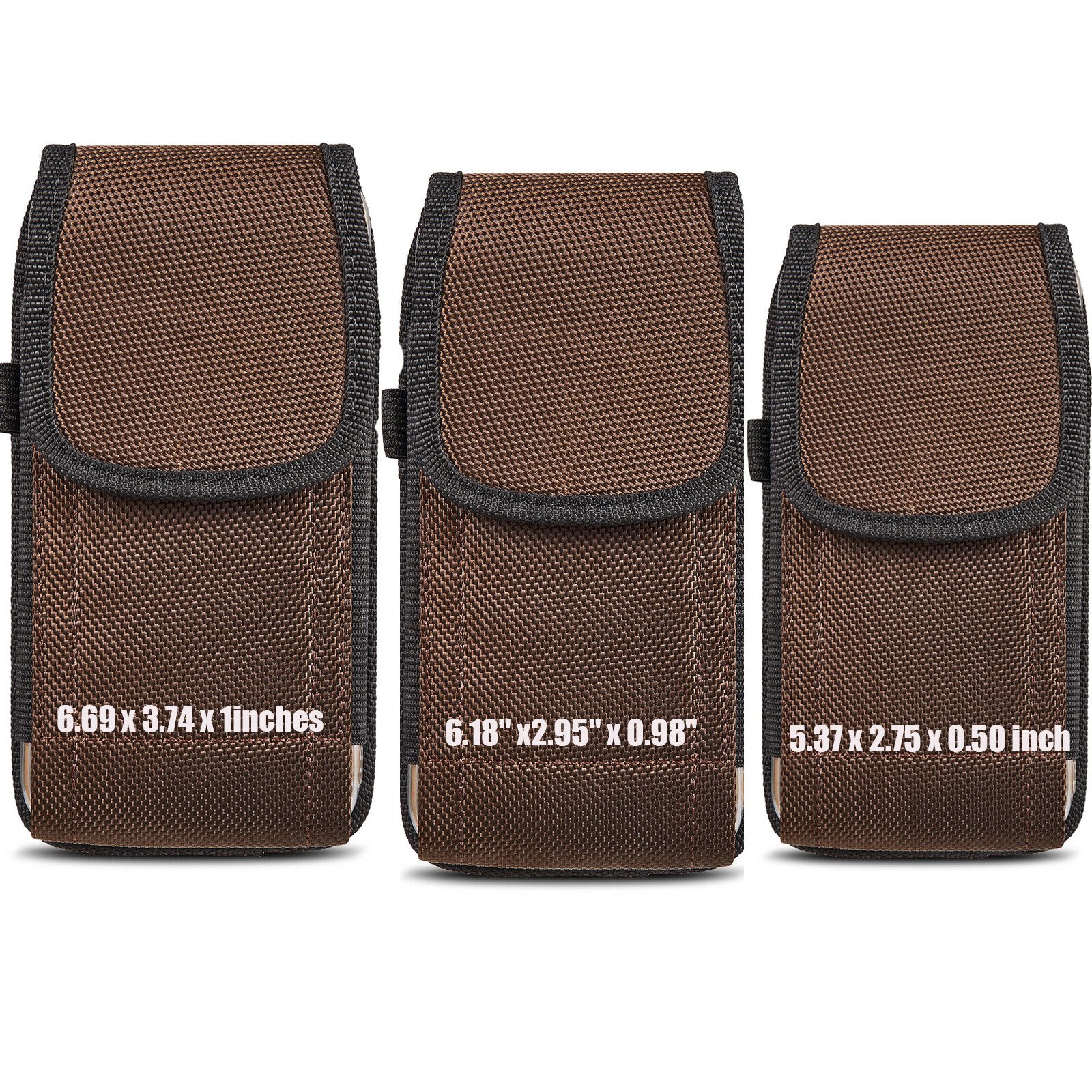 Vertical Cell Phone Holster Nylon Pouch with Belt Loop /Metal Clip -3 Sizes