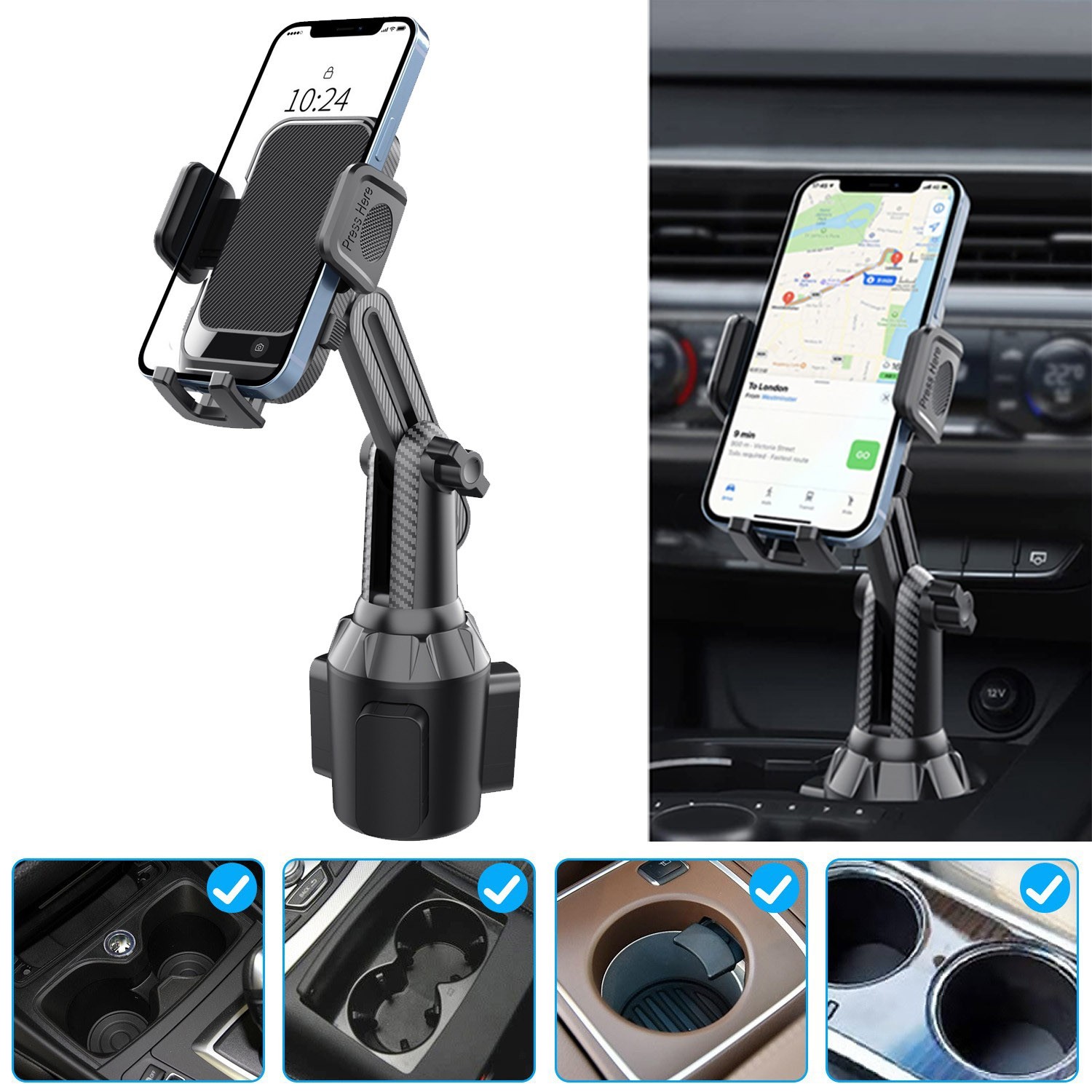 New Universal 360° Rotation Car Mounts Stand Cup Holder Cell Phone Holder Cradle
