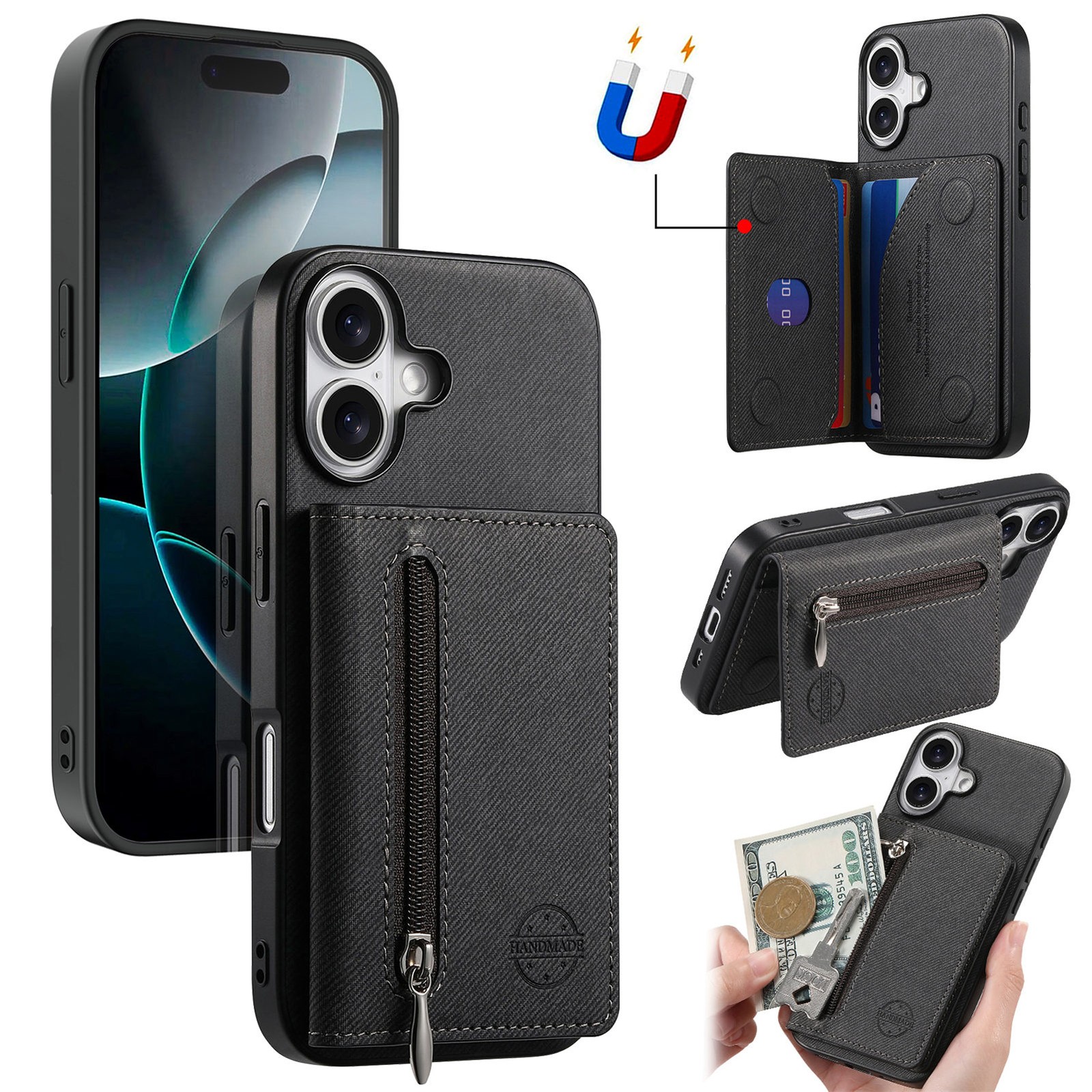 PU Leather Card Slot Wallet Back Case Cover For iPhone 11 13 14 15 16 17 Pro Max