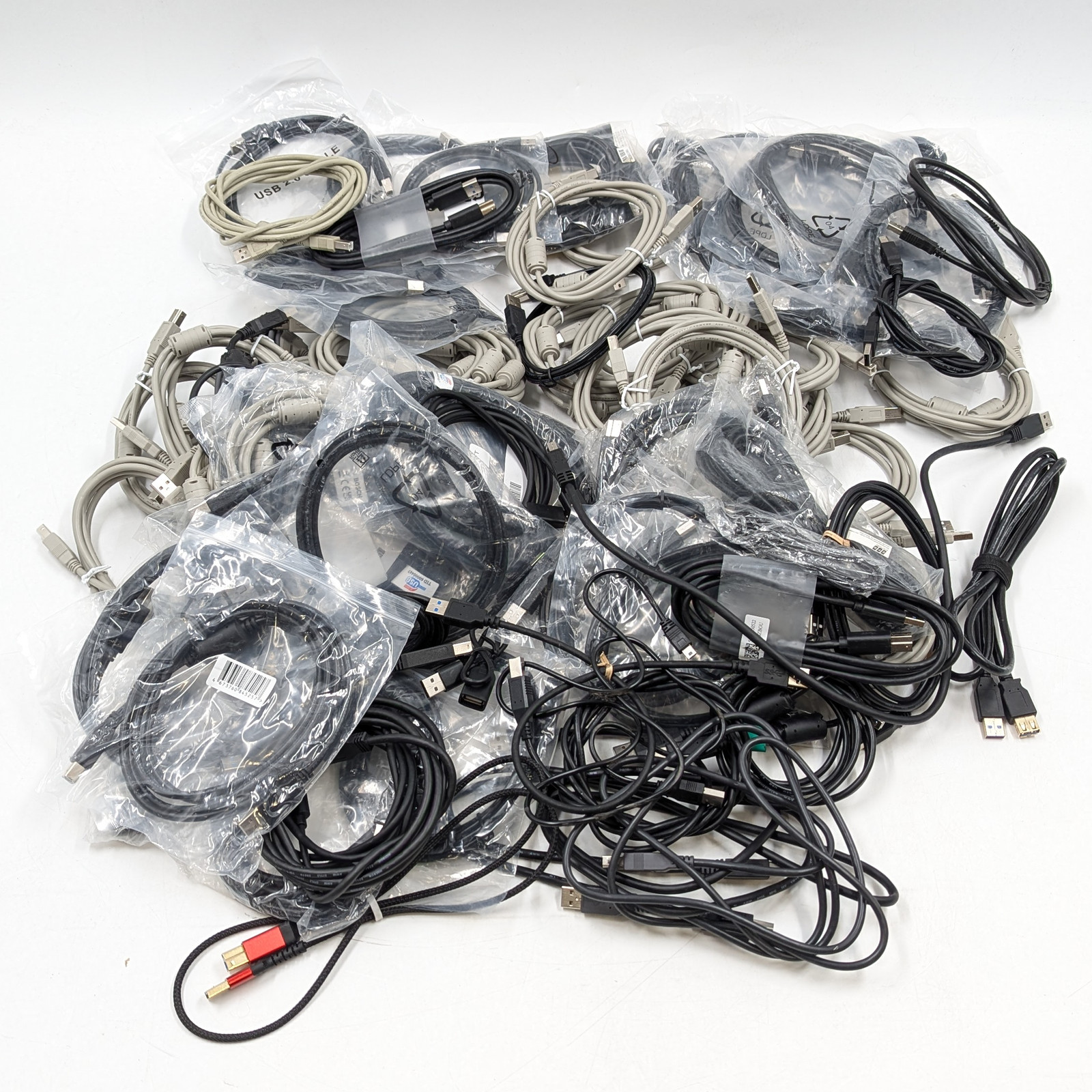 Unbranded USB 2.0 Type B to USB Type A | Multicolor Mixed Lengths | Lot of 75