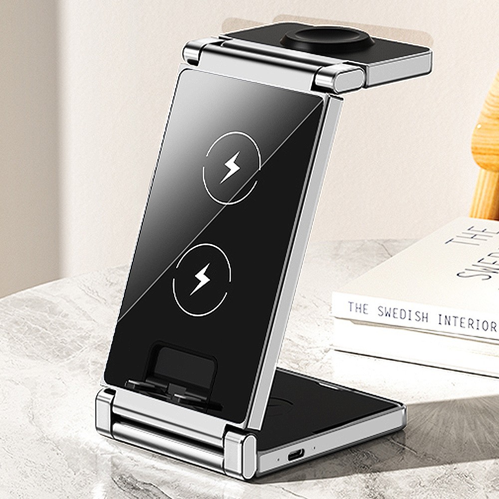 15W 3in1 Wireless Charger Station Charging Dock For Apple Watch 11/10 iPhone 17