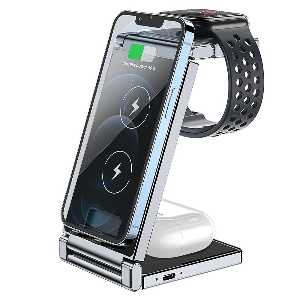15W 3in1 Wireless Charger Station Charging Dock For Apple Watch 11/10 iPhone 17