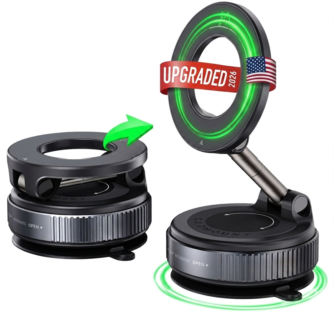 Magnetic Car Phone Holder MagSafe Foldable Suction Cup 360° iPhone 17 16 15 14
