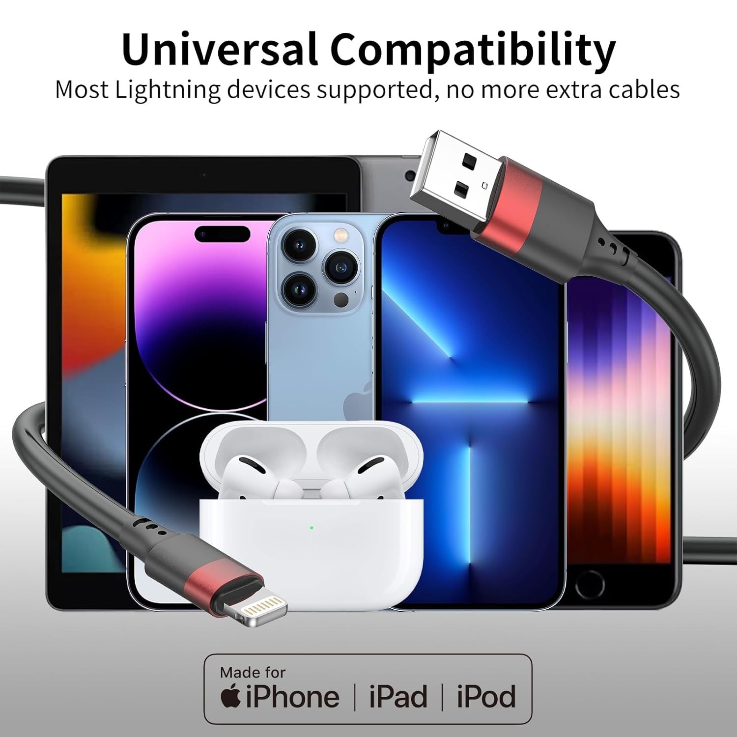 6 Inch Iphone Charger Cord, Mfi Certified Short USB to Lightning Cable for Power