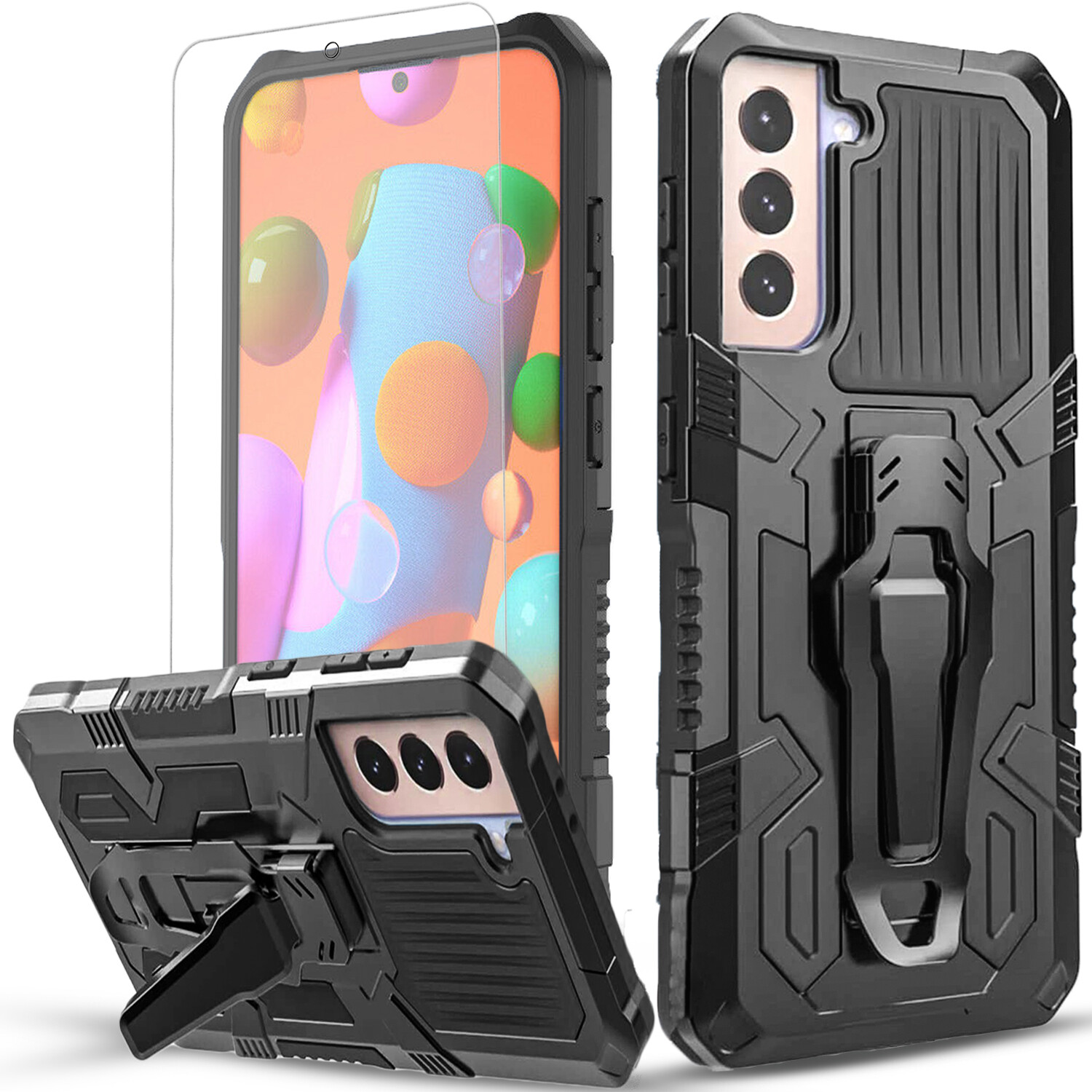 For Samsung Galaxy S21+ FE Plus Ultra 5G Phone Case Cover + Screen Protector
