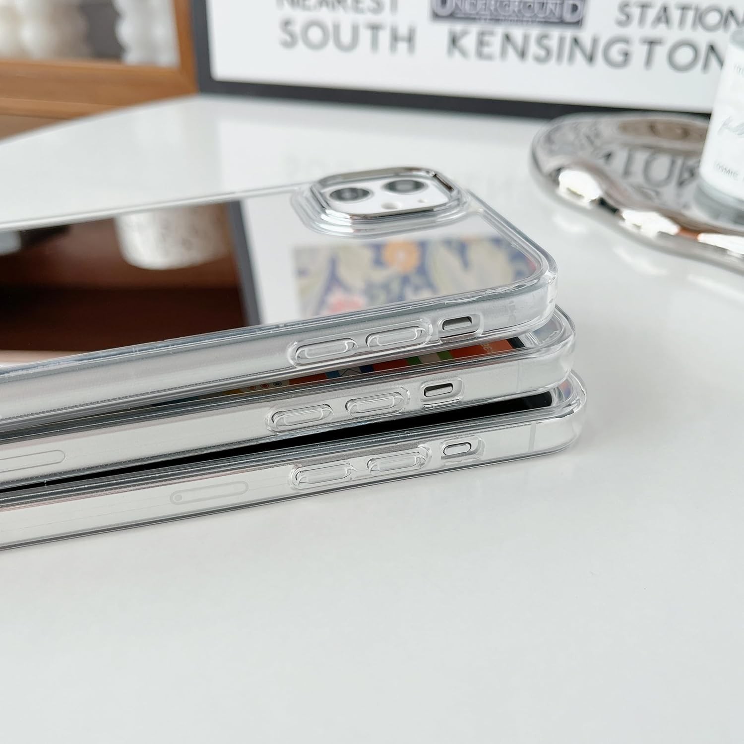 Fashion Cosmetic Mirror Glass Phone Case For iPhone 12 13 14 15 16 Pro Max