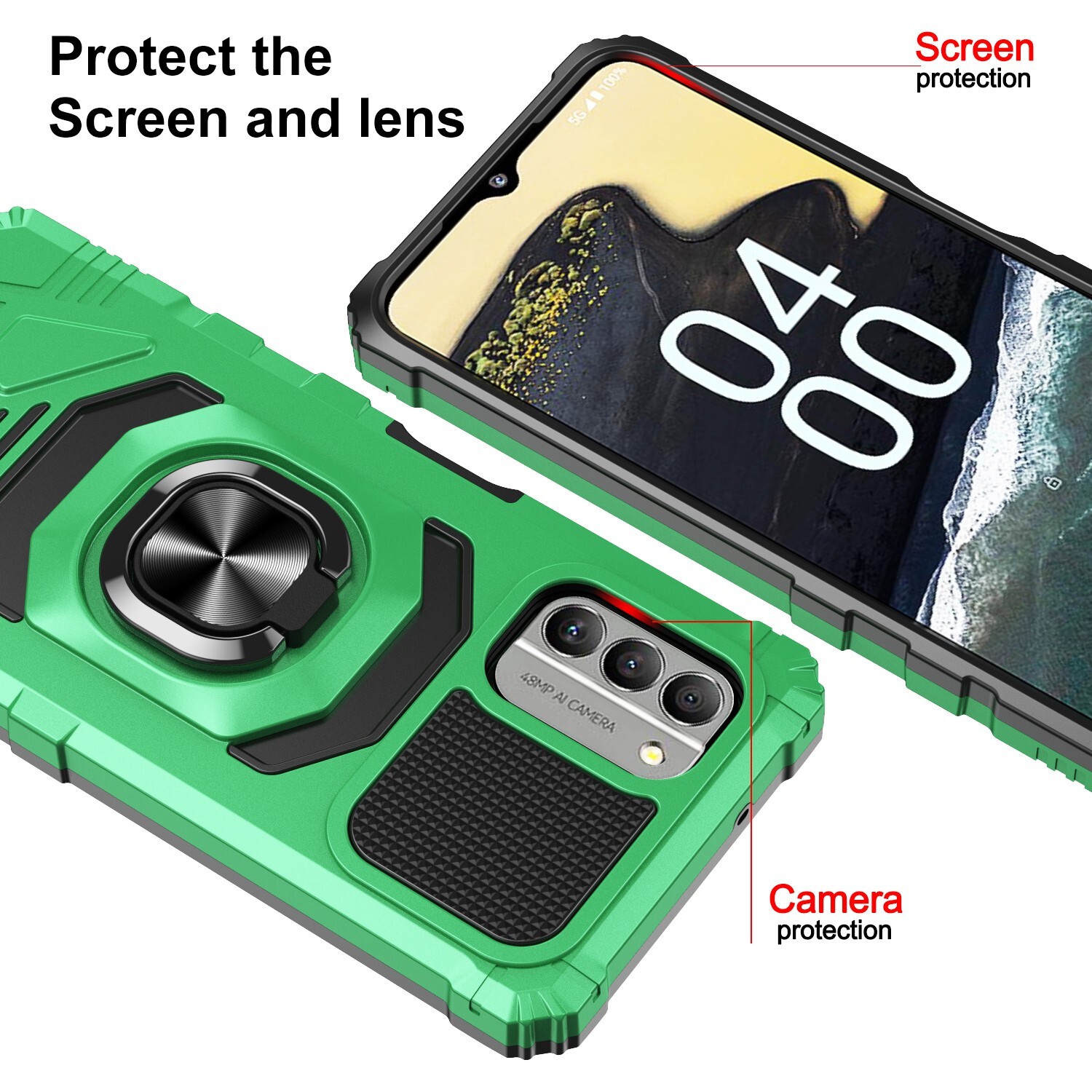 For Nokia G400 5G Case Ring Kickstand Heavy Duty Cover +Screen Protector + Gift
