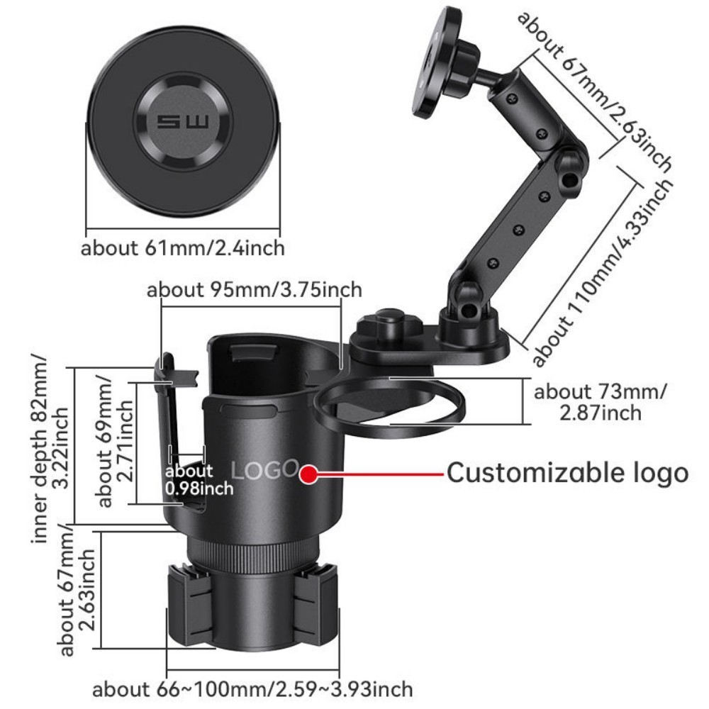 2-in-1 Magnetic Car Cup Holder Phone Mount with Expandable Base Drink Holder USA