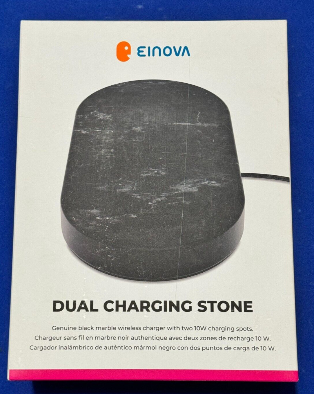 Einova 10W Qi Wireless Dual Charging Stone, WP0203020-014, Black Marble