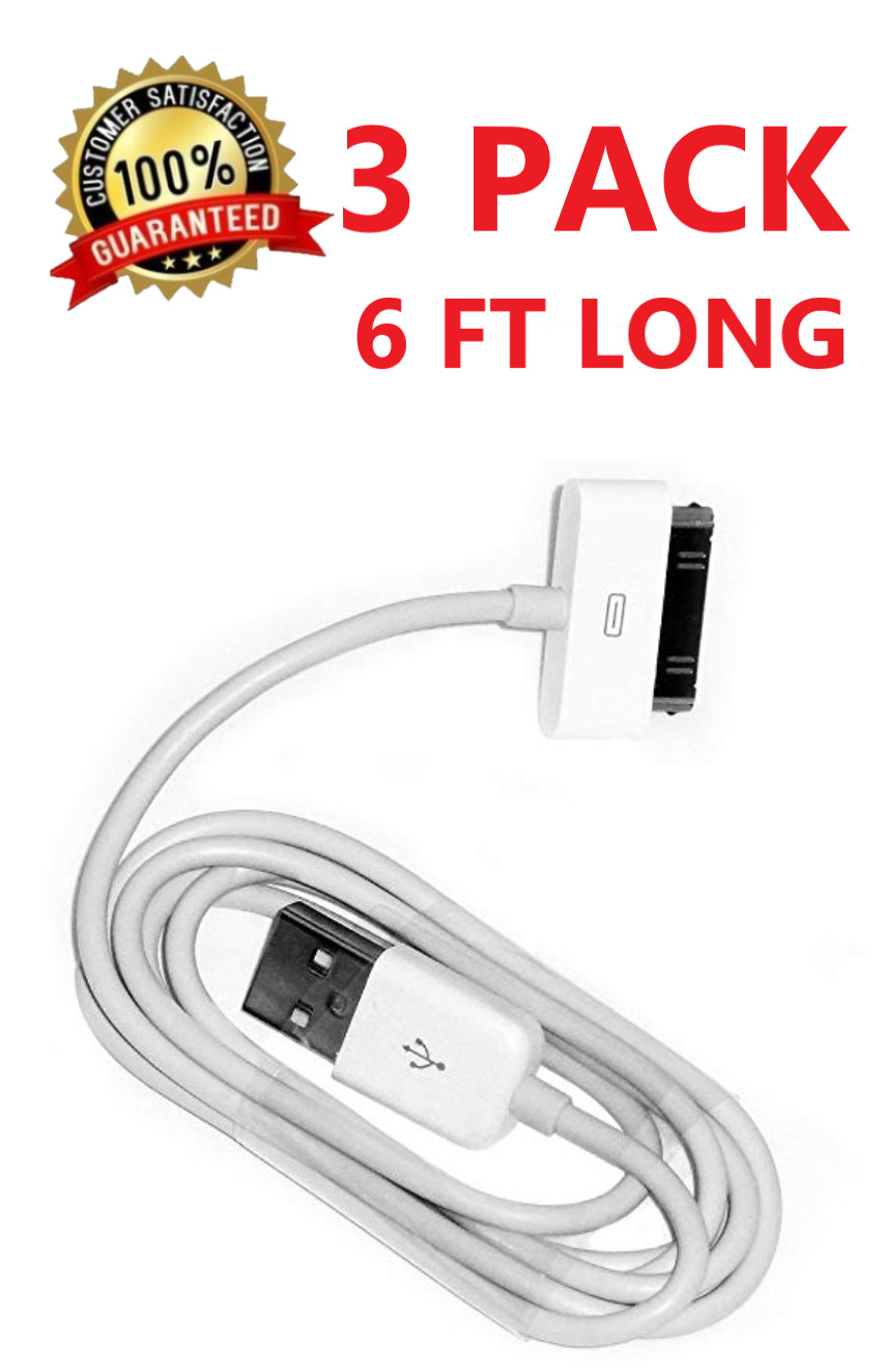 3X 6FT 30 pin USB Charging Data Cable Cord for Apple iphone 3G 4S 4G 3GS iPad2