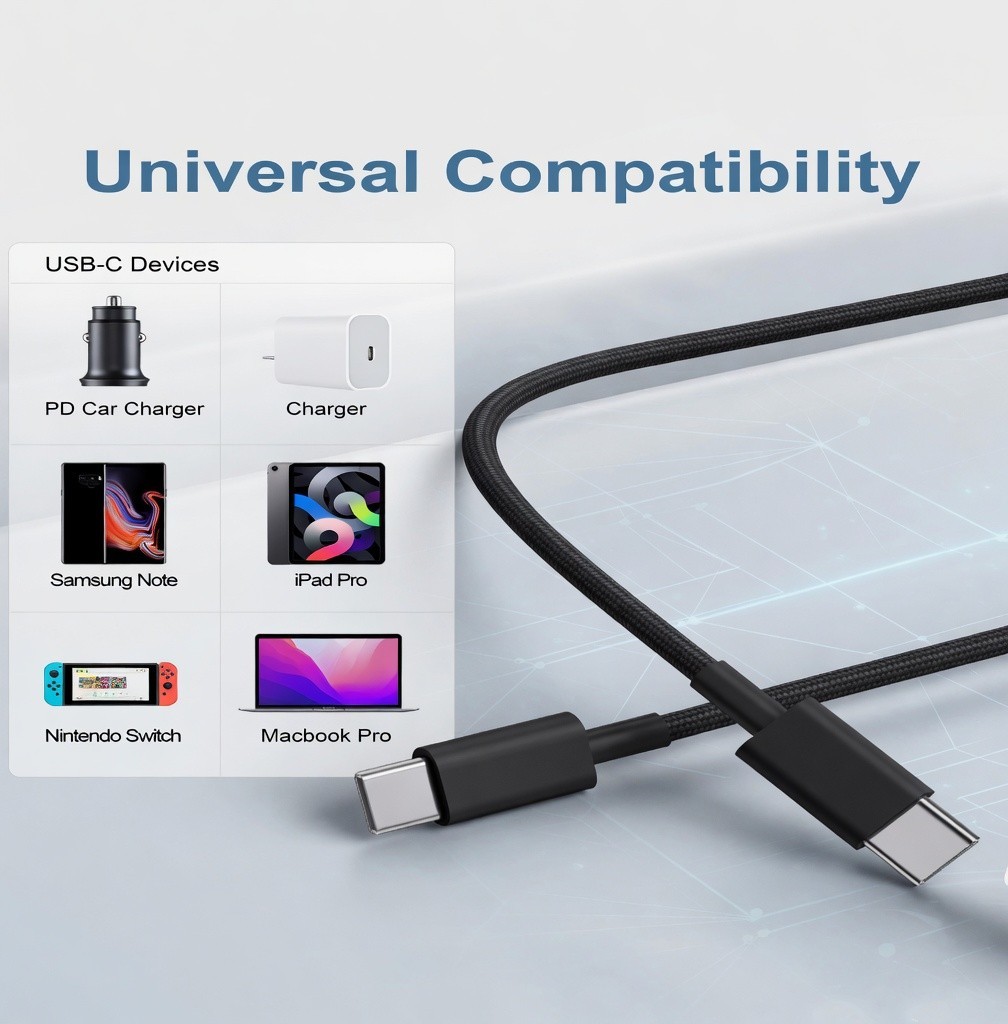USB-C to USB-C Fast Charging Data Sync Cable 3FT 6FT 10FT