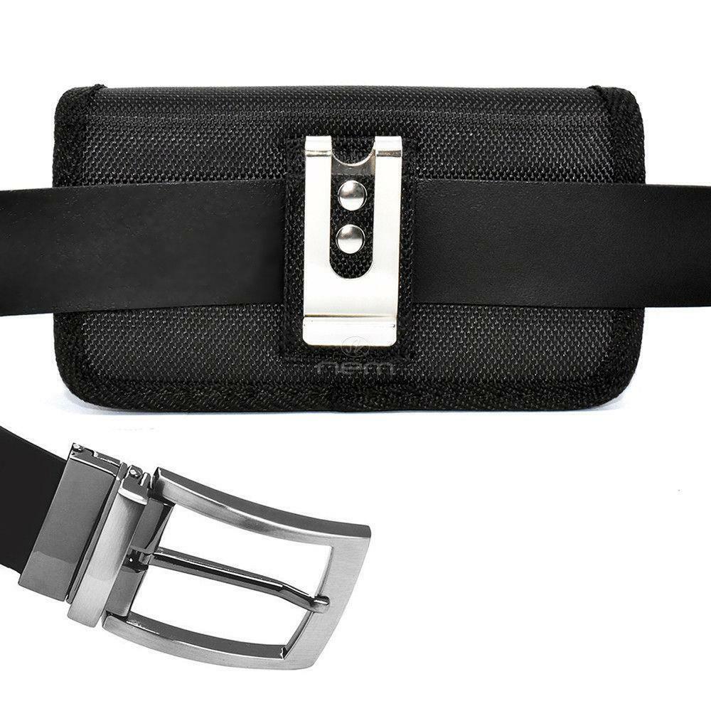 For iPhone X /XS /10 Horizontal Rugged Nylon Canvas Pouch Holster Case Belt Clip