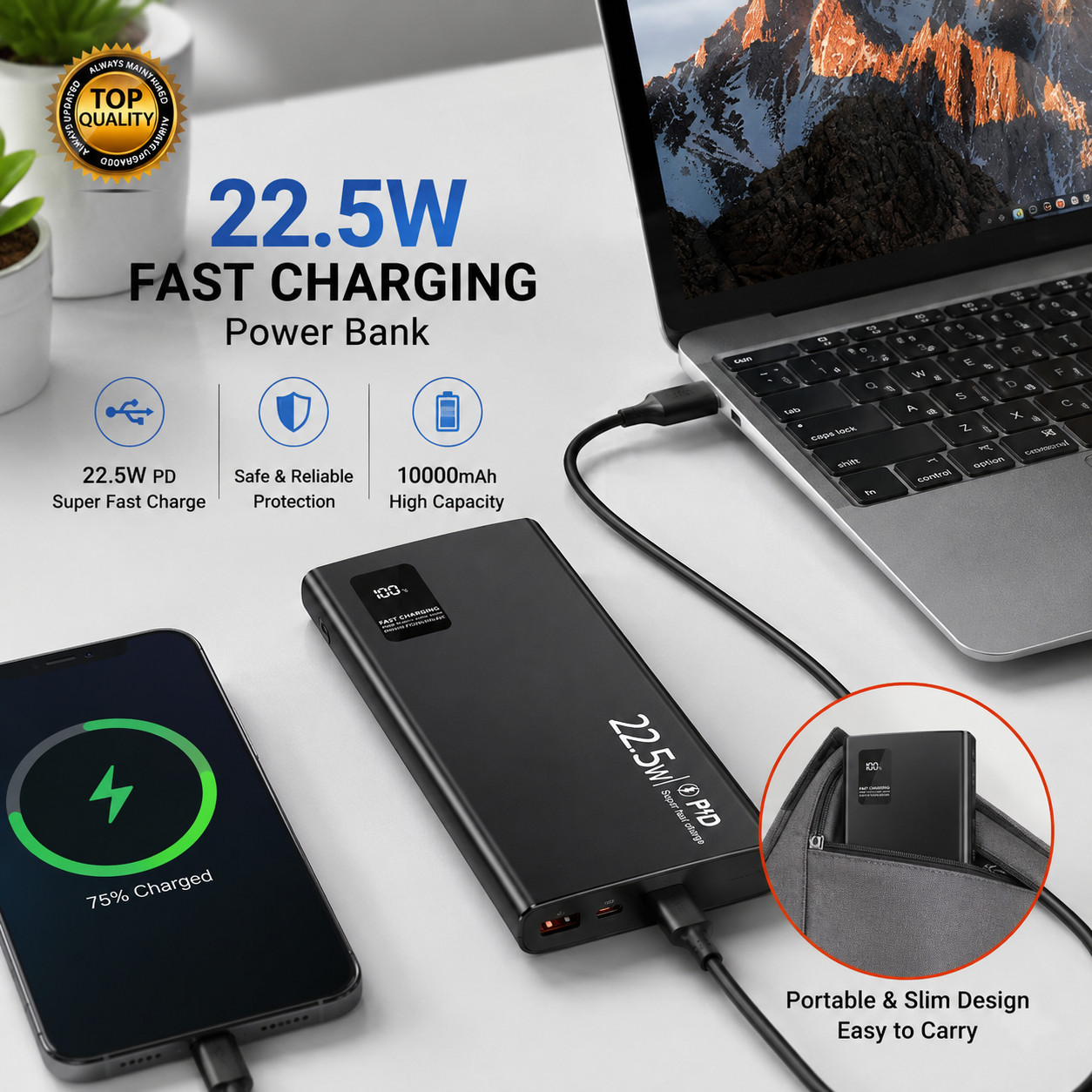 20000mAh Portable Power Bank – Dual USB Fast Charger for Mobile Phones & USA