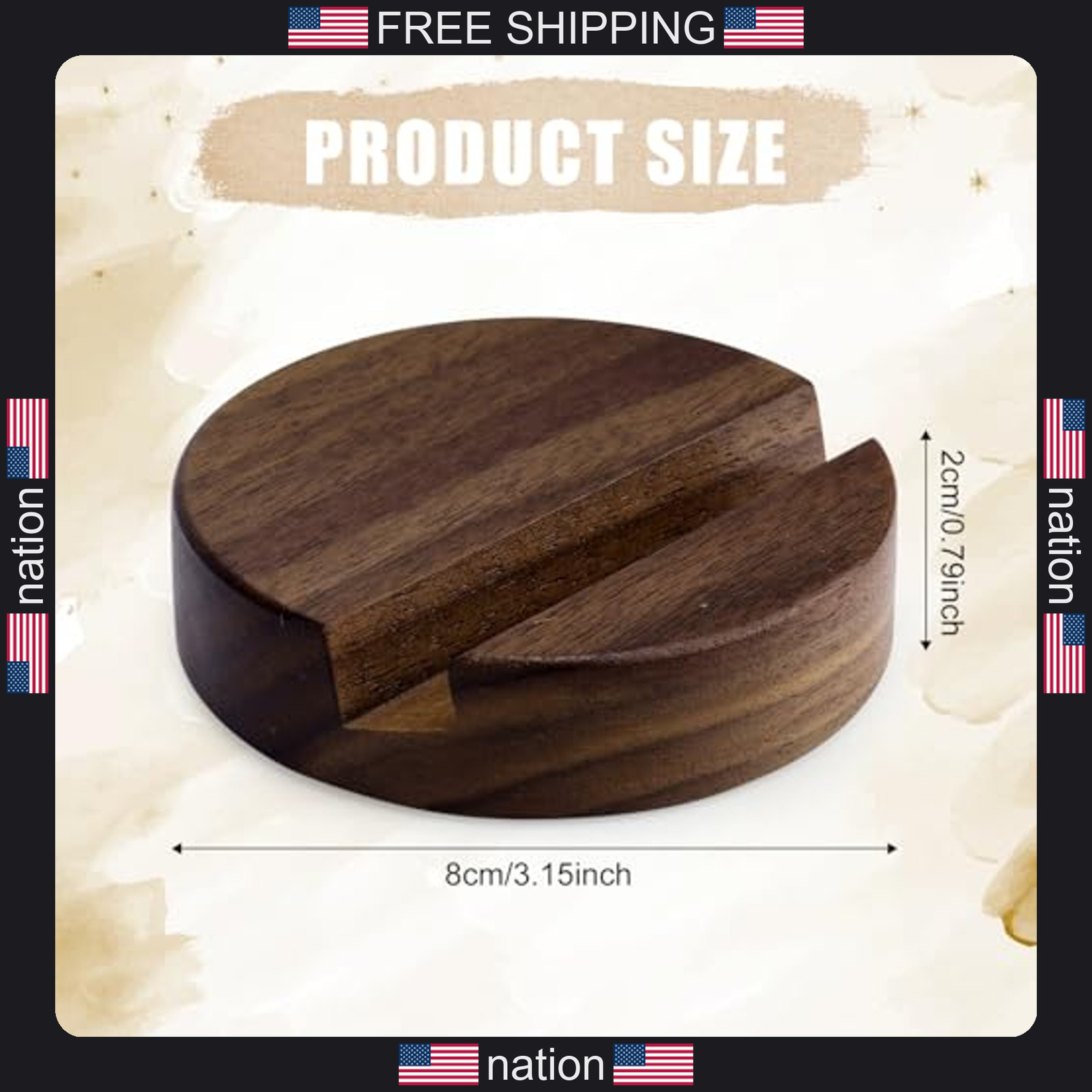 Gosknor Wood Phone Stand, Single Slot Round Phone Holder Portable Mobile Cell