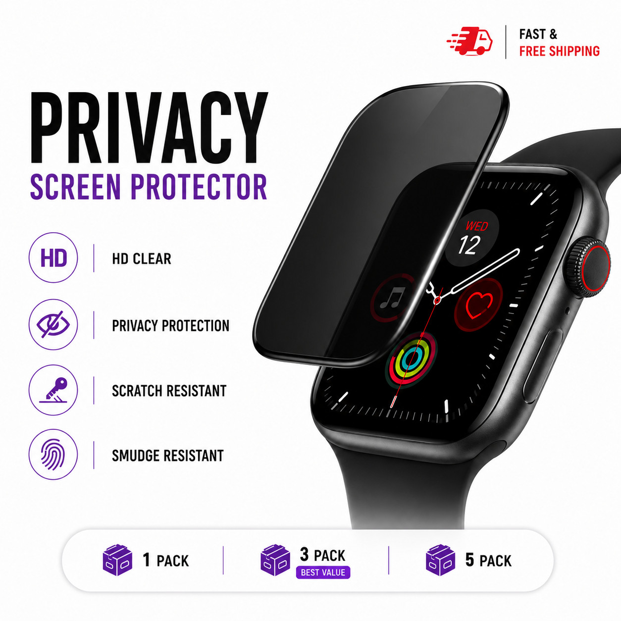 Apple Watch Privacy Anti-Spy Hydrogel Screen Protector All Series 38-49mm